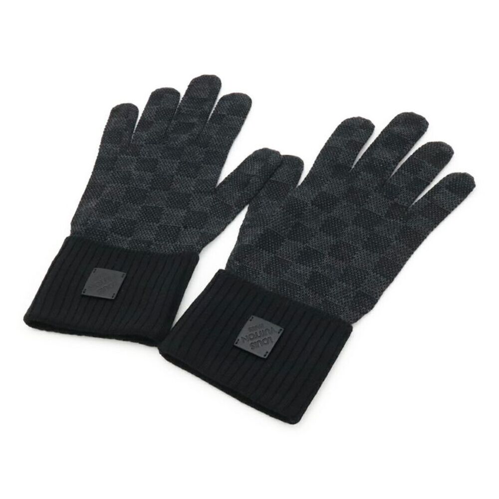 Louis Vuitton Damier Graphite Wool Leather Gloves